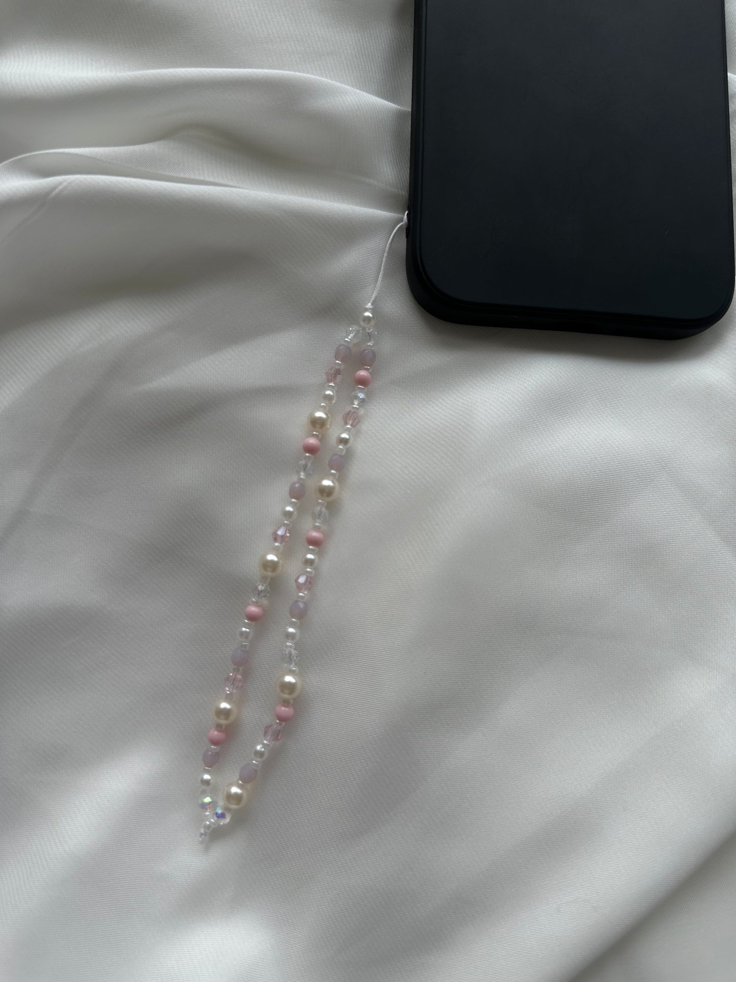 light pink theme phone strap